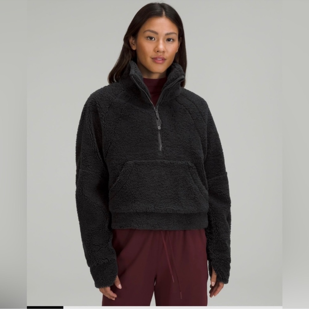 Lululemon Scuba Half Zip Black Sherpa Hoodie M/L